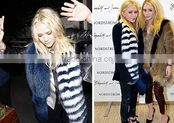 Hot Sale Luxury Genuine Fox Fur Block Color Fur Shawl photo-6