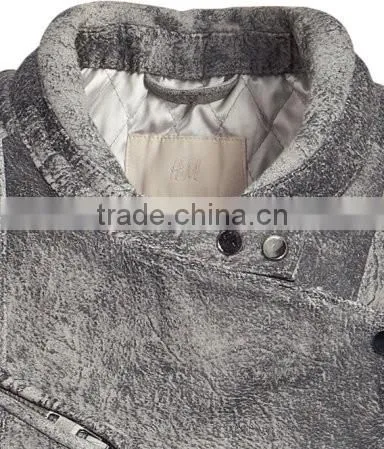 Gray Vintage Leather Biker Jacket for Woman photo-3