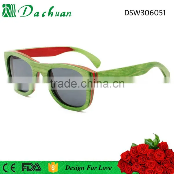 High Quality Italy Designer Blue Handmade Custom Skateboard Wood Sunglasses photo-3