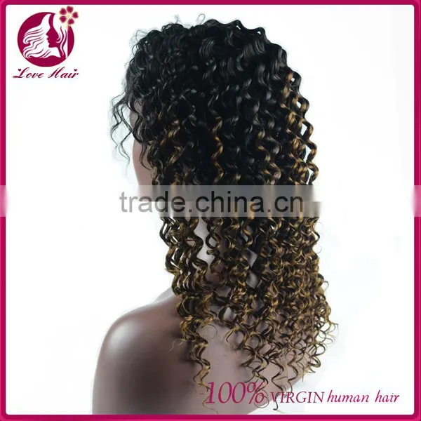Qingdao Supplier Wholesale 100% Human Hair Jerry Curly Lace Front Wig Virgin Full Lace Wig Ombre Wig photo-3