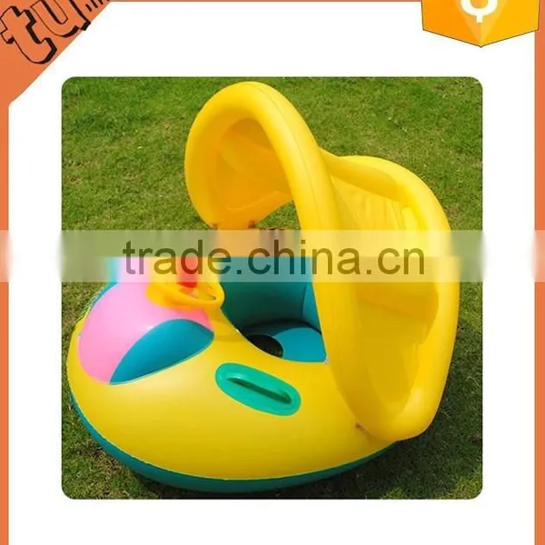 Inflatable Baby Float Seat Boat Ring Adjustable Sunshade Protect For Swimming Pool