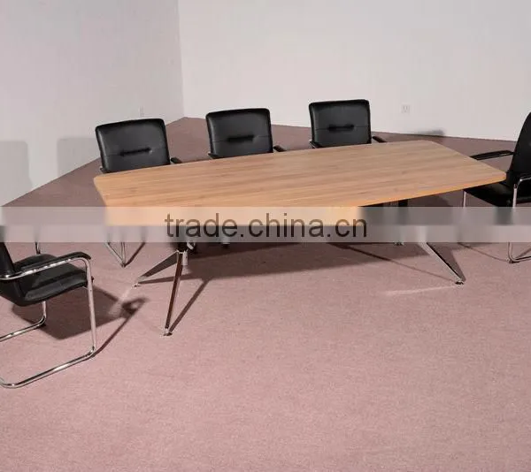 HC-M012 Simple Walnut Color Wooden Conference Table With Metal Frame