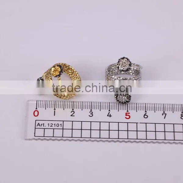 Fashion Flower Design Fashion Druzy Ring, Gold Plated Metal Ring, Pave Setting Crystal Jewelry Finger Gem Natural Stone Ring photo-3