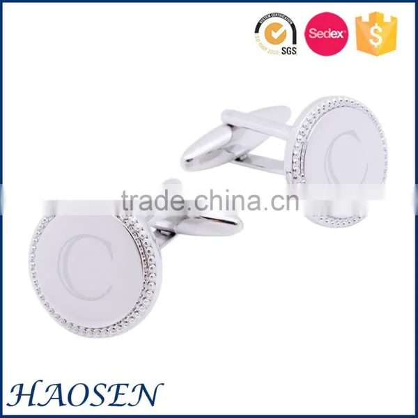 2016 Wholesale Laser Letter Mental Silver Cufflinks photo-4