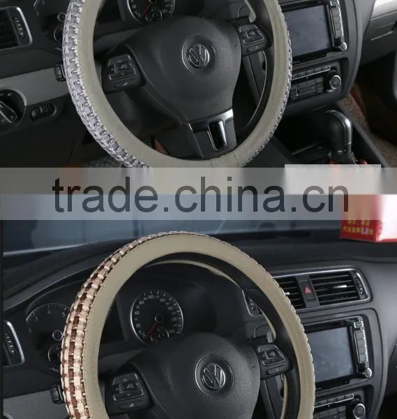The New Ice Silk Cotton Car Spell of pu Leather Steering Wheel Covers Universal Design is the Four Seasons General photo-3