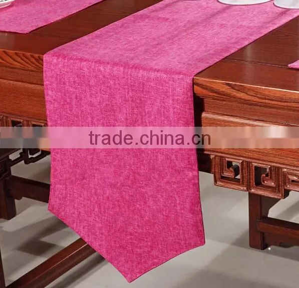 Polyester Jacquard Luxury Table Runner, Replica Linen Ramie Banquet Table Runner Event Table Runner Hot Pink