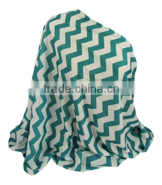 Cotton Spandex Knit White Ground Teal/White Chevron Infinity Breastfeeding Scarf photo-2