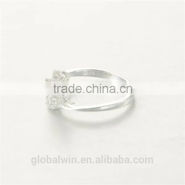 Handmade S925 Silver Good Luck Clover Clear Cz Stone Wedding Ring photo-3