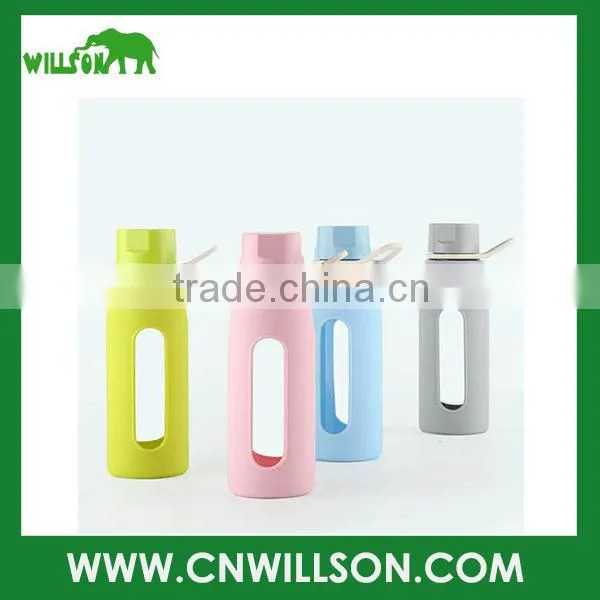 BPA Free Borosilicate Glass Water Bottle With the Silicone Bag Drinking Glass Teapot Sports Travel Bottles