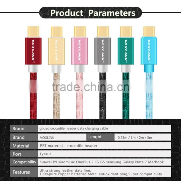 Voxlink 5v 1a High Quality Gold Plated Fast Charging 1m Crocodile USB 2.0 Charger Cable (type-c/micro Usb/for Ios Type) photo-5