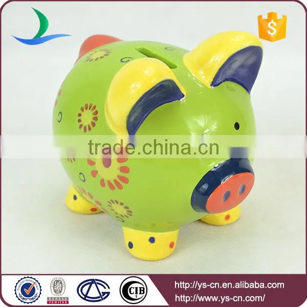 2015 Newest Ceramic Lovely Green Decal Piggy Bank With Coin Counter photo-4