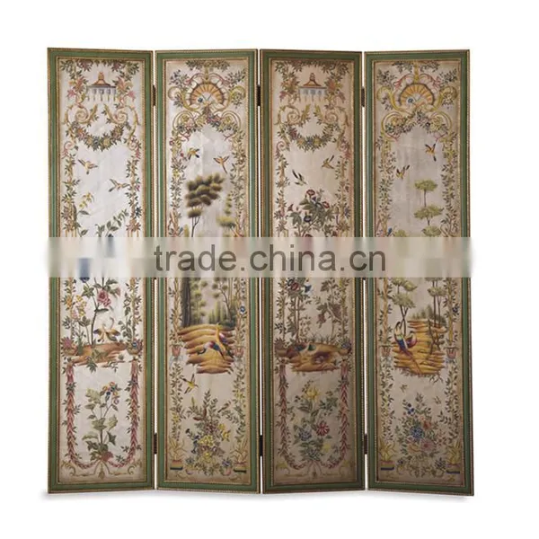 Antique Wooden Curio Floor Screens, Luxury Gold Painting Decorative Folding Screen, Classical Furniture Wood Carved Screen photo-2
