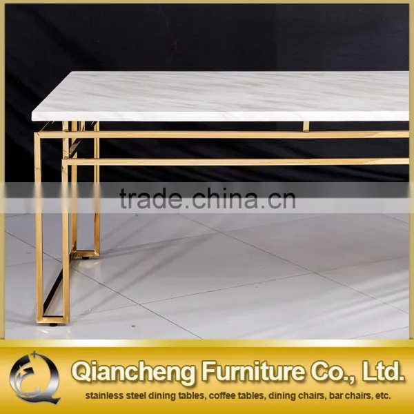 European Style White Marble Mirror Golden Dining Table photo-4