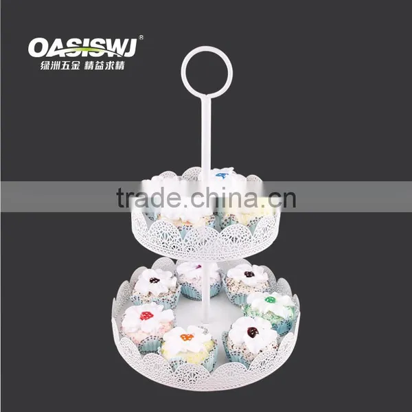2 Tiers Round Mental Birthday Cake Stand, Detachable Mental Wedding Cake Display Riser, Customize Mental Cupcake Stand photo-2