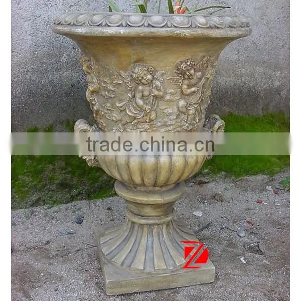 Hand Craving Fiberglass Flower Pot