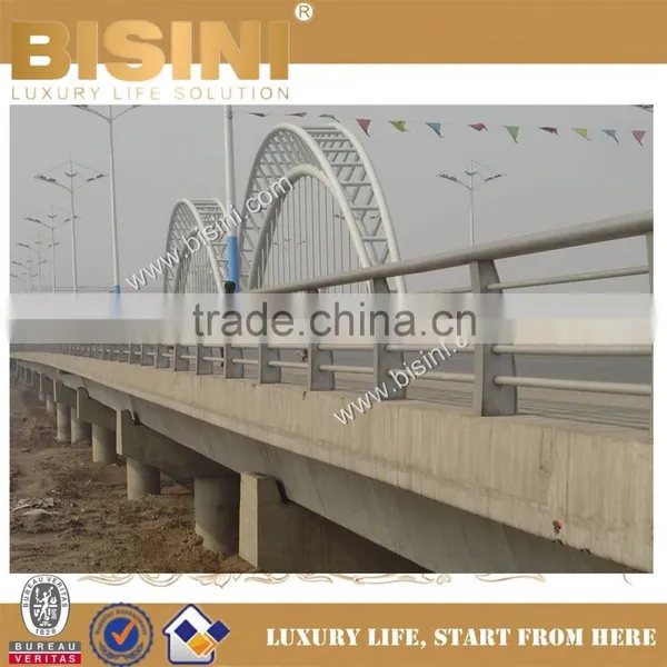 Double-Half-moon-shaped Steel Bridge, Prefab Steel Structure Landscape Bridge, Blue Bridge With Iron Guardrail(BF08-Y10037) photo-4