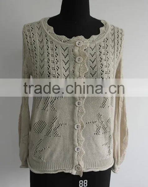 Ladies Fashion Acrylic/cotton Sweater Cardigan Sweater 2014