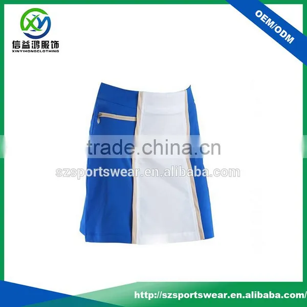 2017 Latest Style Contrast Color Zip Pockets Straightt Hem Lady Golf Skort photo-2