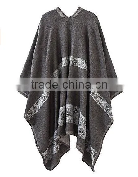Women Cashmere Oversized Blanket Poncho Cape Shawl Long Cardigan Women Winter Coat photo-5