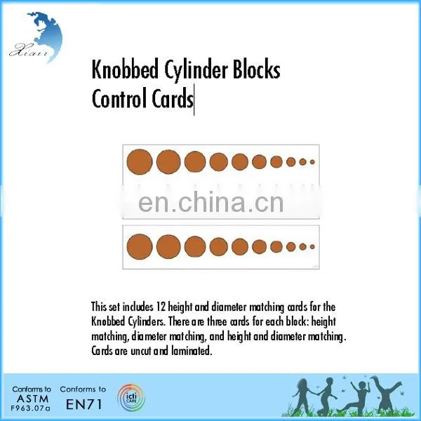Kid Toy Original Sensorial Educational Nursery School Montessori Material Knobbed Cylinder Blocks Control Cards photo-4
