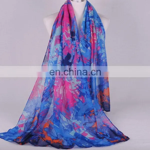 Hot Selling Fashion Printing Multicolor Lady Beach Chiffon Scarf photo-6