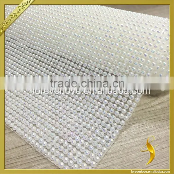 White Beads Crystal Hot Fix Rhinestone Mesh for Straps FRM-239 photo-2