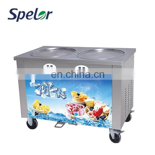 Highly-Efficient Fried Ice Cream Machine Double Flat Square Pan photo-3