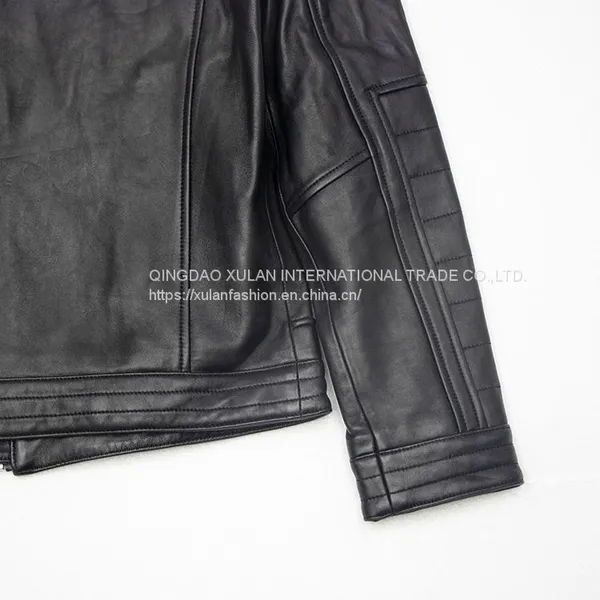 2021 NEW FASHION STYLE MEN'S GENUINE LEATHER JACKET OUTERWEAR MOTORCYCLE JACKET photo-3
