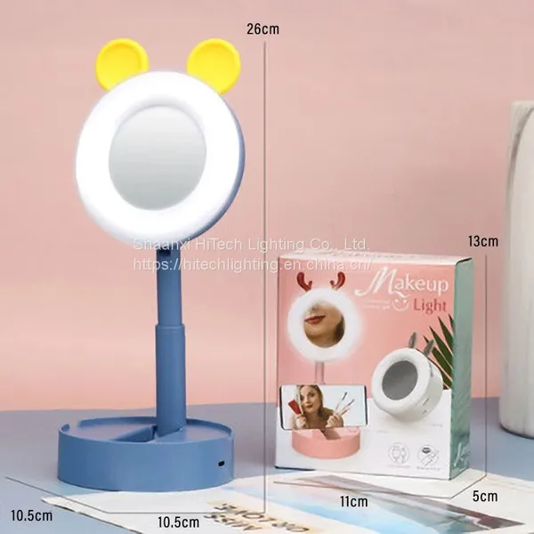 Cartoon Led Makeup Beauty Mirror Light Table Lamp Net Red Dressing Desktop Portable Folding Light Table Lamp photo-3