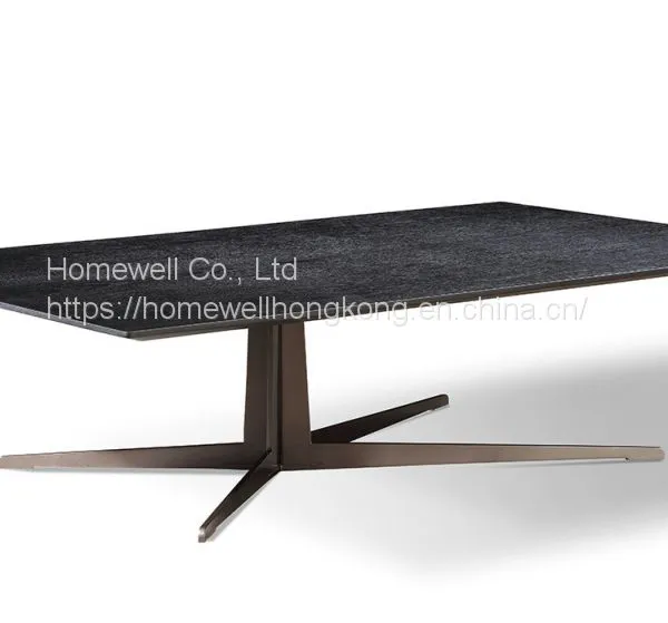 Modern rectangular coffee table LT1501 wooden top with stainless steel base, living room furniture