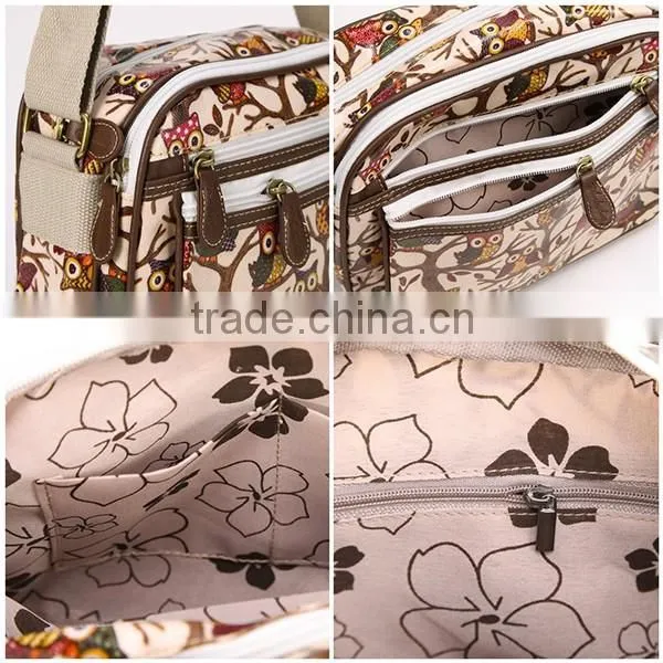 Fashion Owl Woman Shoulder Bag PVC Coated Canvas Woman Shoulder Bag photo-5