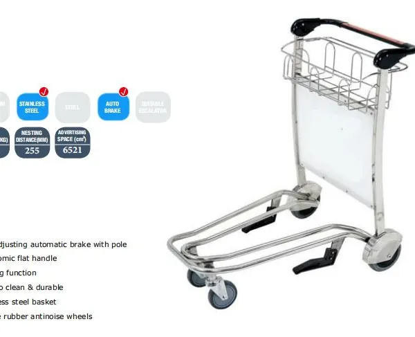 High Quality Airport Luggage Baggage Trolley Cart Hand Brake Airport Trolley photo-2