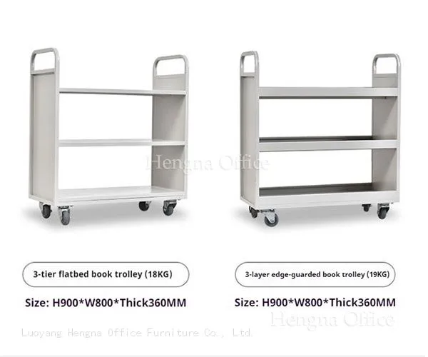 H1100mm Vertical 3 Layer Steel Filing Cart | Compact Mobile Book Shelf Organizer Library Book Trolley With Large Storage photo-1