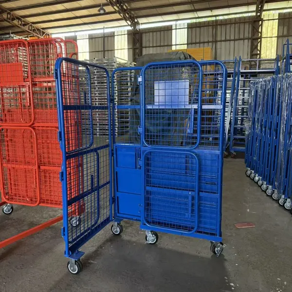 3-Sided Collapsible 4-Wheel Trolley With Shelves for Logistics Operations photo-3