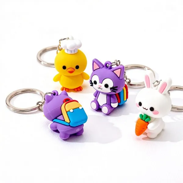 Promotional Gifts Key Chains Manufacturer Custom 3D Cartoon Logo Design Soft PVC Rubber Keychains with Wrist Strap