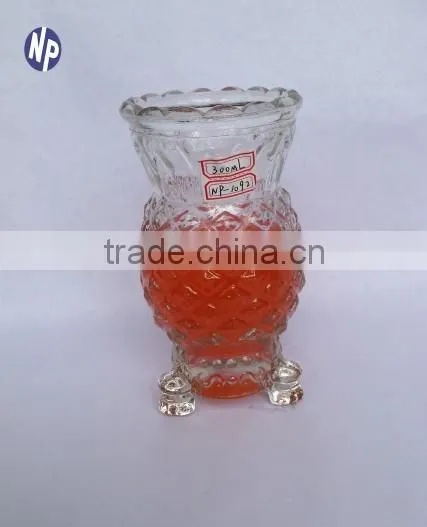embossed clear glass candle holder