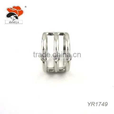 Elegant Three Layers Crystal Inlay Simple Silver Wedding Ring