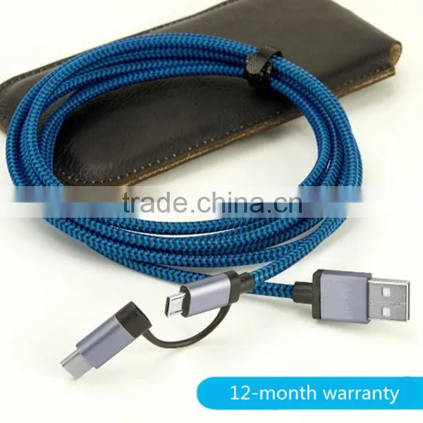 Durable Aluminum Electric Wire Micro USB + USB-C Data Cable photo-5