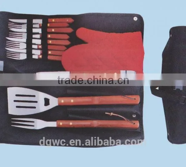 6pcs Apron Bbq Set With Wooden Tool Handle photo-4
