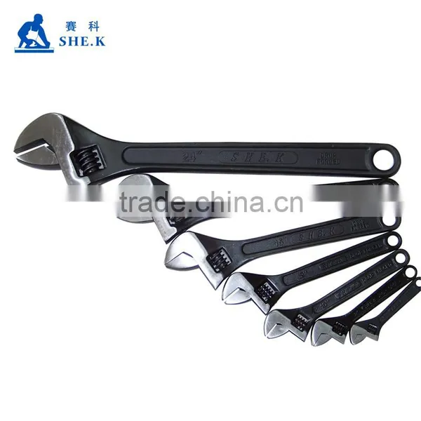 Black Carbon Steel Handle Adjustable Wrench photo-2