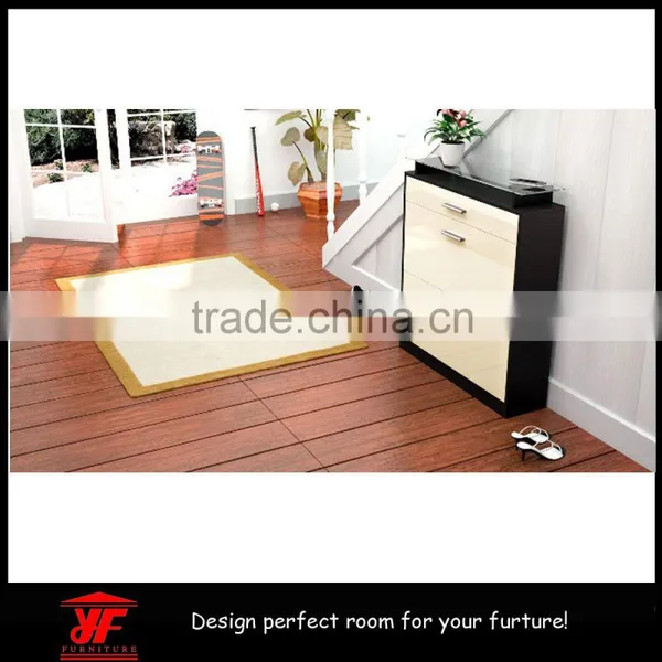 Laetes Modern Wooden Corner Modern Sliding Door Glass Shoe Cabinet