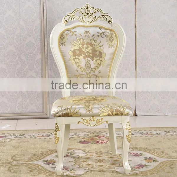 Italian Antique Style Gold Leaf Baroque Dining Chair Luxury White Wedding Chair