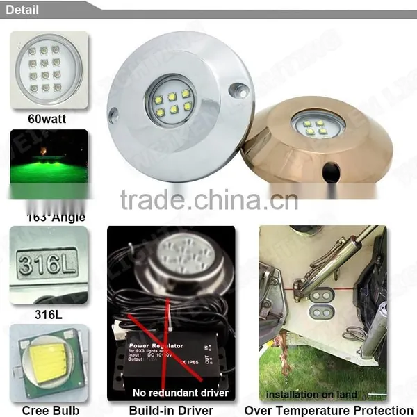 Wholesale Waterproof 12v 60w Led Boat Lights for Swimming Pool Ship Marine Yacht Led Underwater Lights photo-3