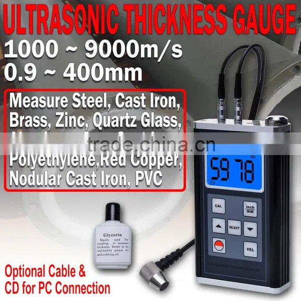 Digital Gauge TM8818 Velocity LSI Non Metal 0.9~400mm Ultrasonic Thickness Meter photo-2