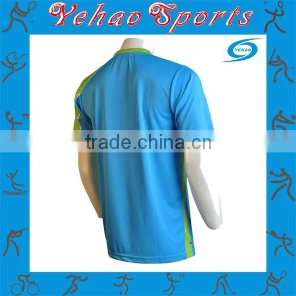 Competition Green Blue Striped Soccer Jersey Official Design Jersey photo-3