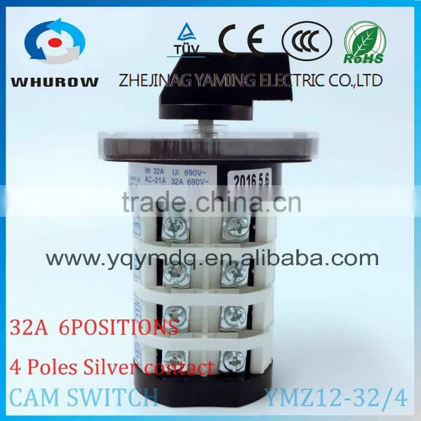 Cam Switch YMZ12-32/4 0-6 Positions 32A Ui 690V 4 Poles White Black Changeover Rotary Switch Sliver Point Contacts photo-4