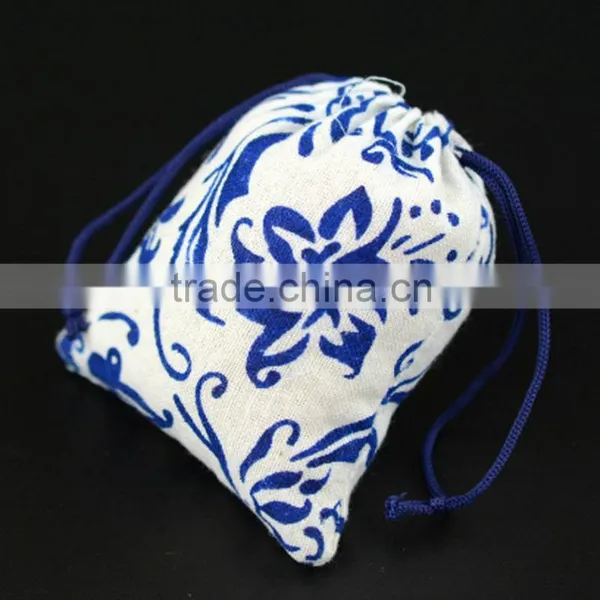 Blue and White Porcelain Small Drawstring Jute Bag China Supplier Supplier's Choice photo-4
