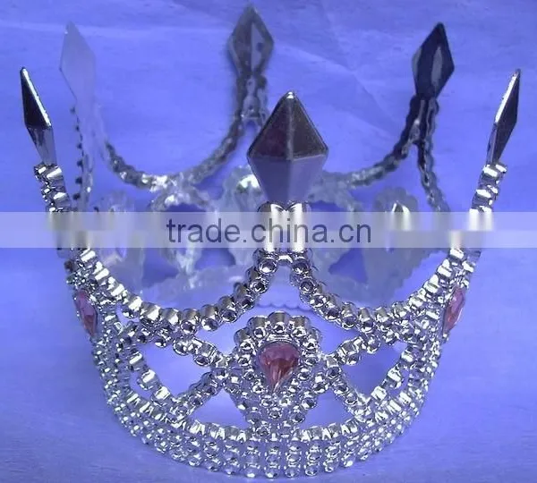 8cm Highx12cm Diameter Metallic Silver Plastic Tiaras Round King Tiaras and Crowns