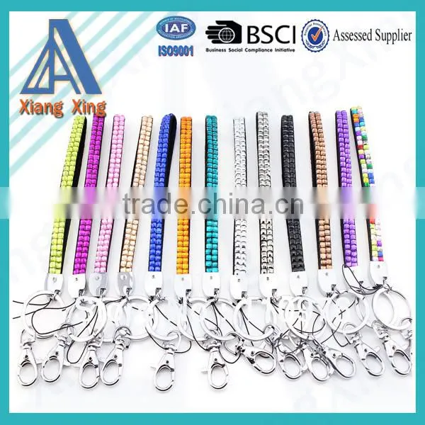 Short PU Leather Lanyard and Strap With Colorful Rhinestone photo-2