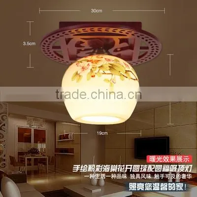 Chinese-made Flower Shade Modern Ceramic Energy Saving Ceiling Lamp Porcelain Wooden Light photo-2